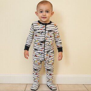 Old Navy Footed Pajamas White Halloween Candy Spiders Stripes Toddler 18-24M